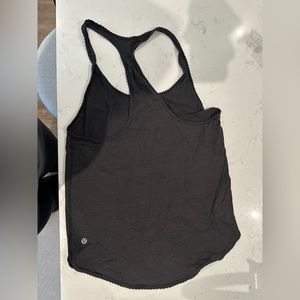 Lululemon Tank Top, Black with Gold Lines, Size 10